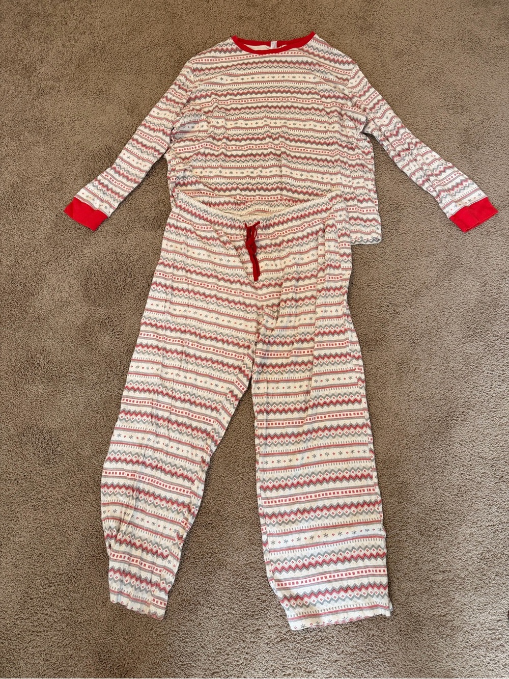 LC Lauren Conrad Red and Cream Fair Isle Kids Pajama Set